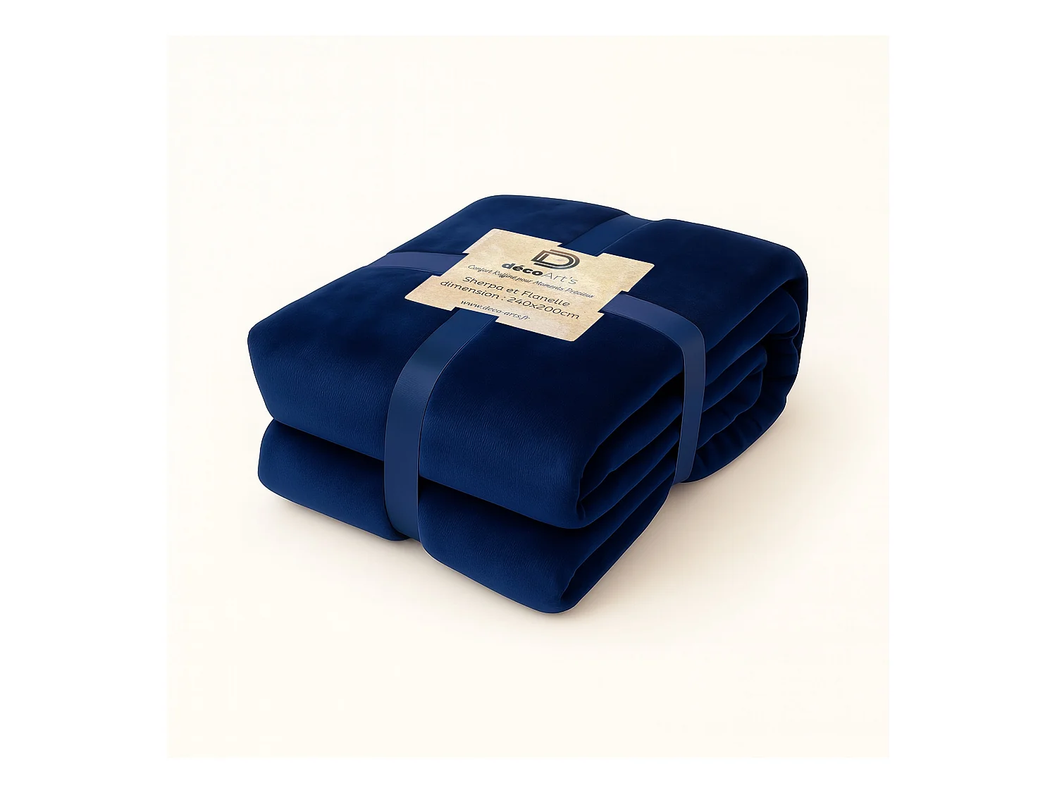 Plaid Sherpa Flanelle 480GSM 200x240 Bleu Marine DECO ARTS