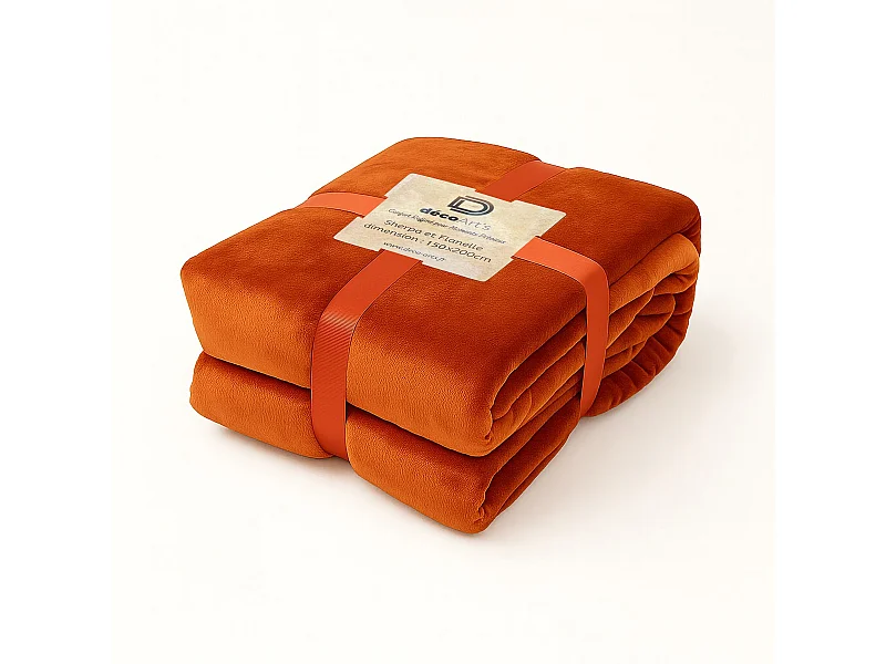 Plaid Sherpa Flanelle 480GSM 150X200 Terracotta DECO ARTS