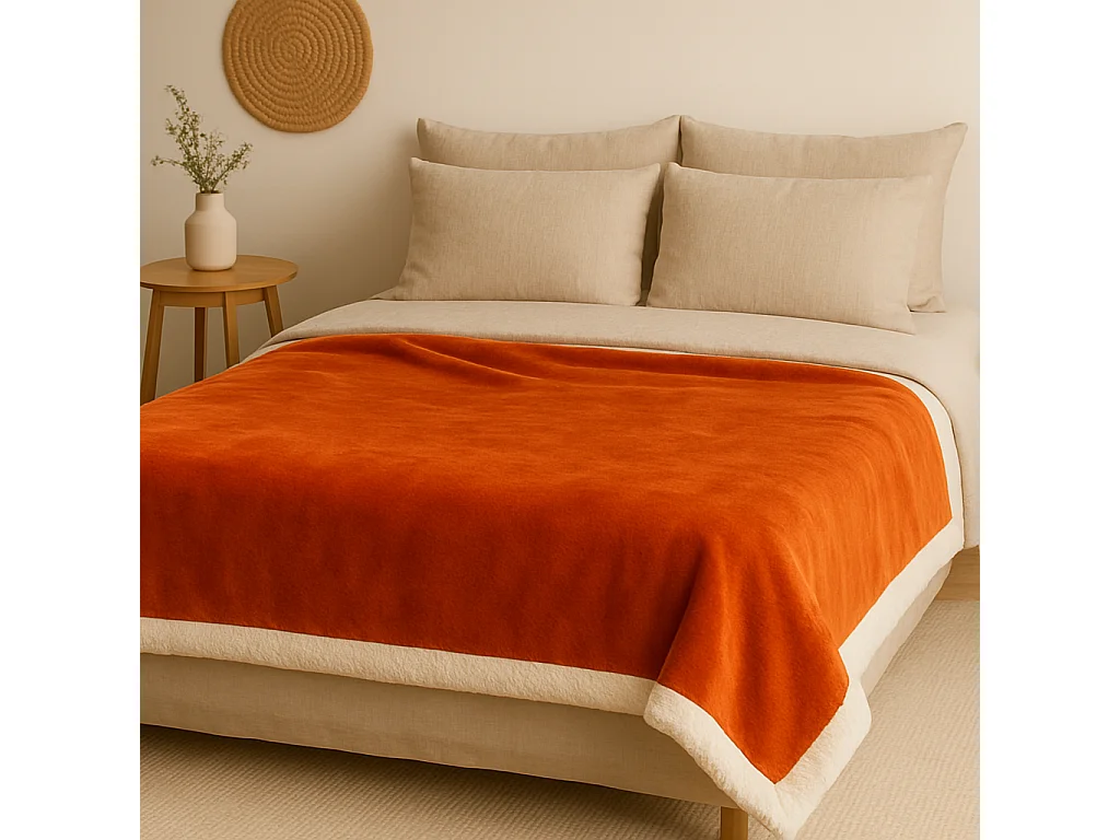 Plaid Sherpa Flanelle 480GSM 150X200 Terracotta DECO ARTS