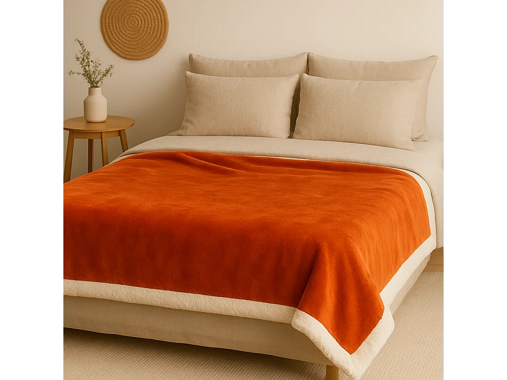 Plaid Sherpa Flanelle 480GSM 150X200 Terracotta