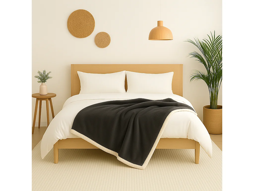 Plaid Sherpa Flanelle 480GSM 150X200 Gris Anthracite DECO ARTS