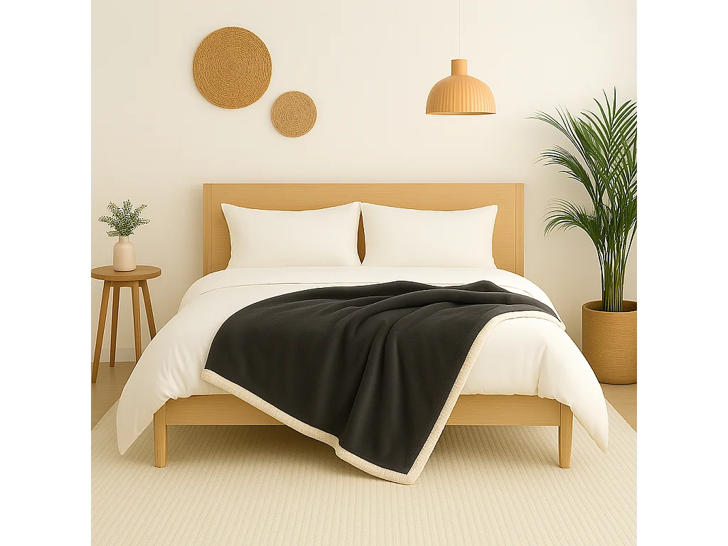 Plaid Sherpa Flanelle 480GSM 150X200 Gris Anthracite DECO ARTS