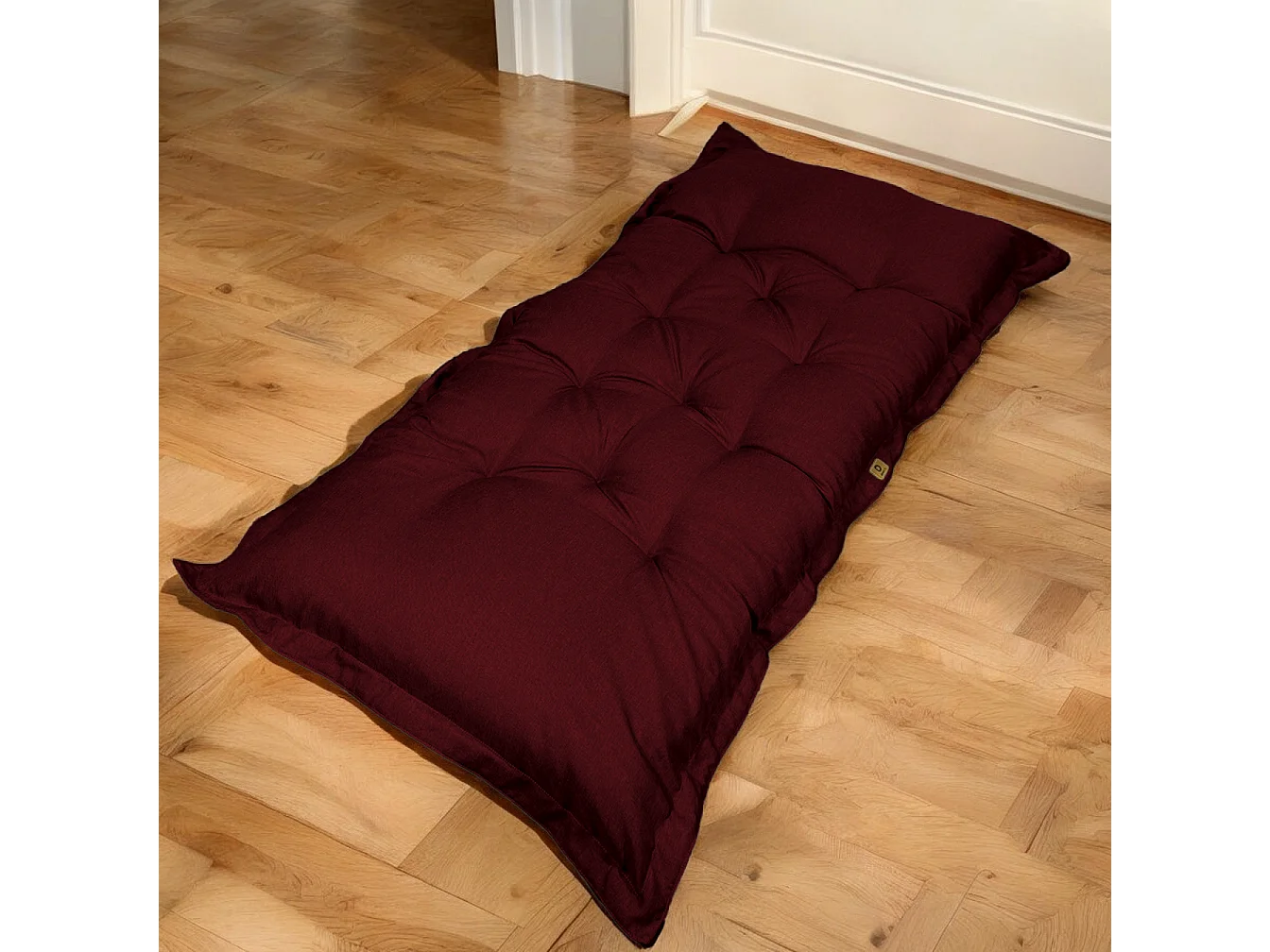 Futon XXL effet lin matelas de sol 195x100cm - prune