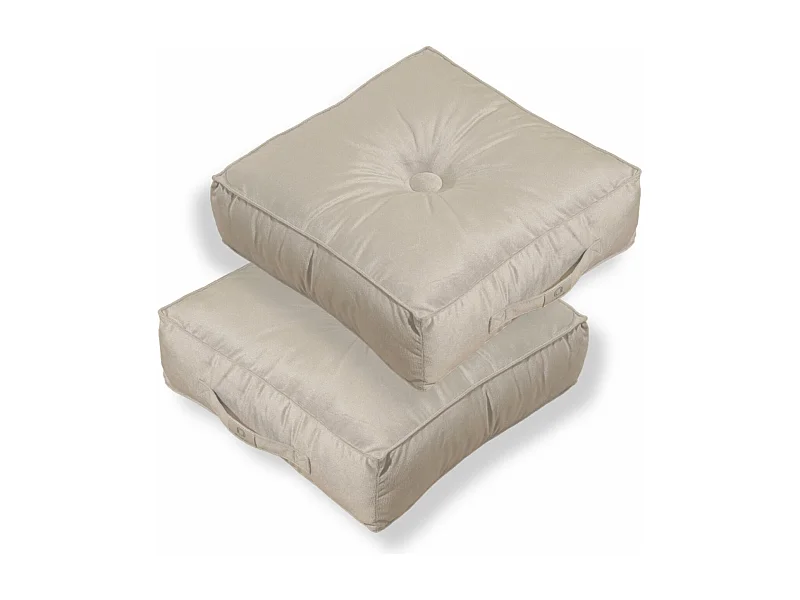 Lot de 2 coussins de sol en velours 40 x 40 x 14 cm lot de 2 - Gris clair