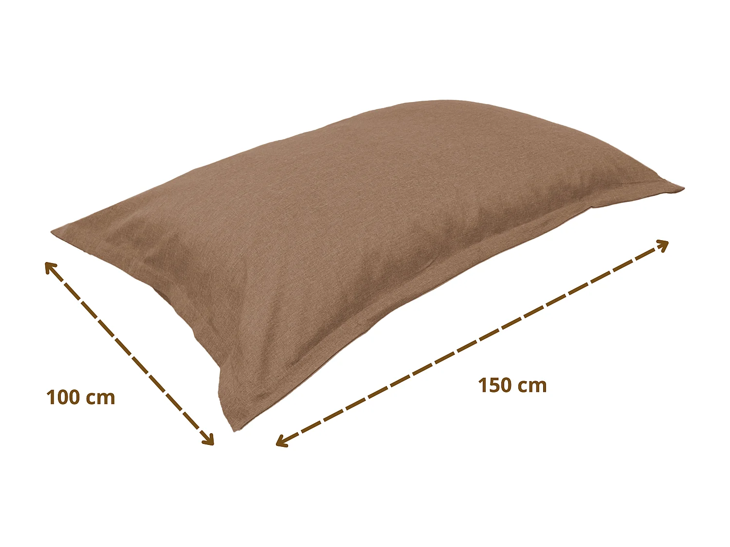 Pouf intérieur XL Housse effet lin terracotta 150x100cm