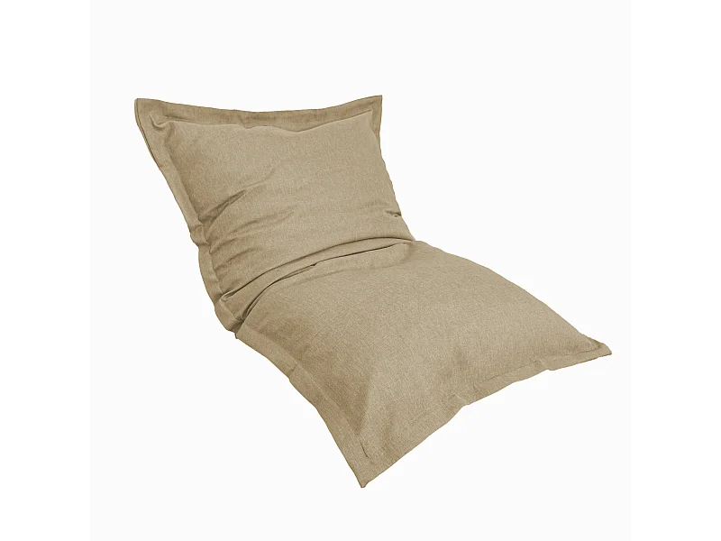 Pouf intérieur XL Housse effet lin beige 150x100cm