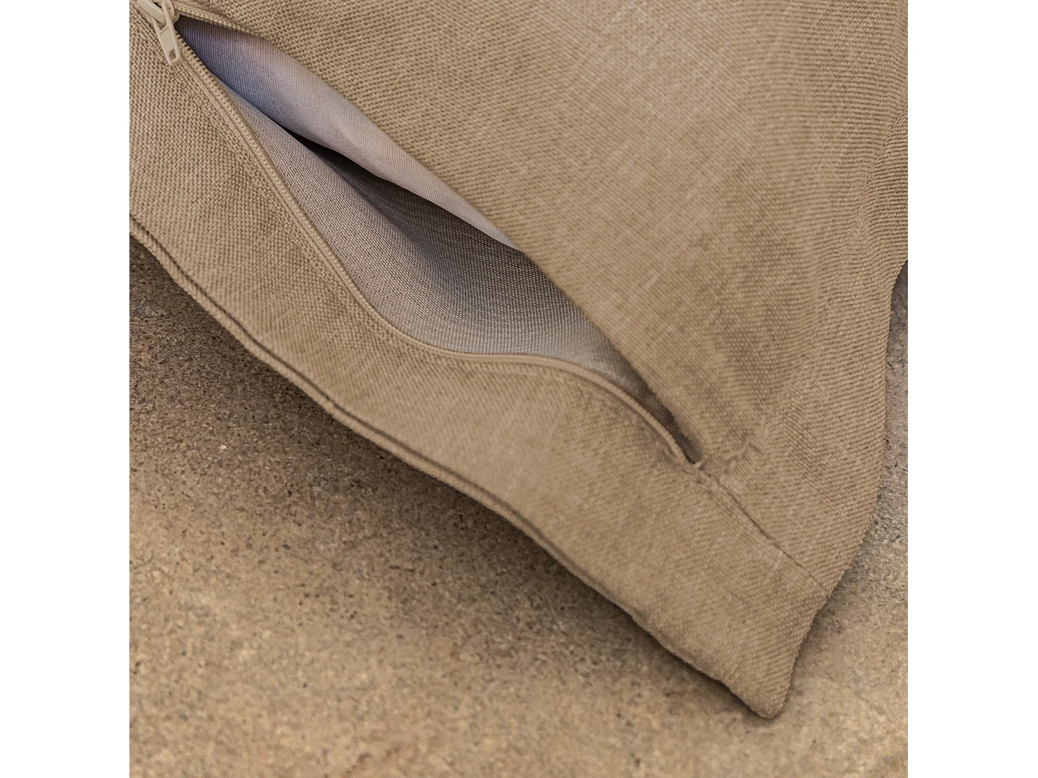 Pouf intérieur XL Housse effet lin beige 150x100cm