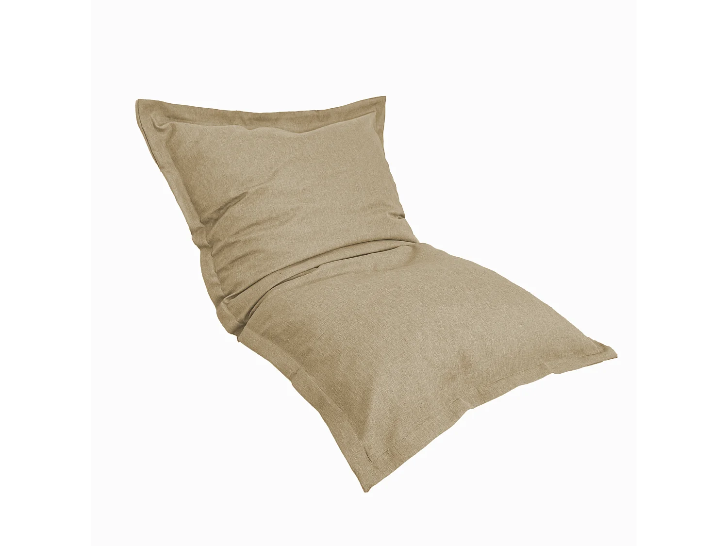 Pouf Intérieur XL - Housse effet Lin - 150x100cm - Beige