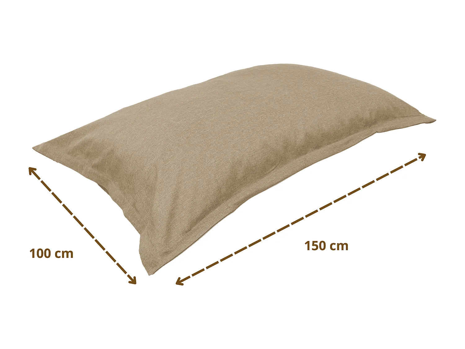 Pouf Intérieur XL - Housse effet Lin - 150x100cm - Beige