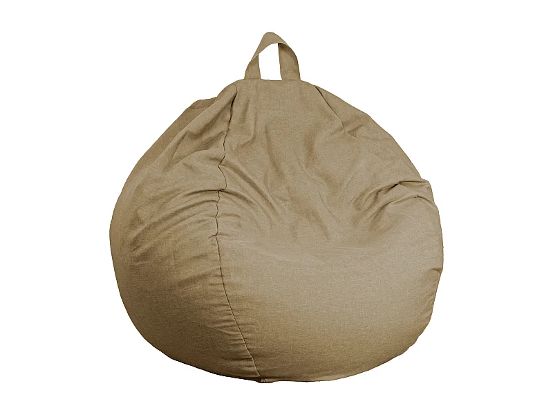 Pouf poire Géant XXL d'intérieur en tissu effet lin - 120x150 cm - Beige