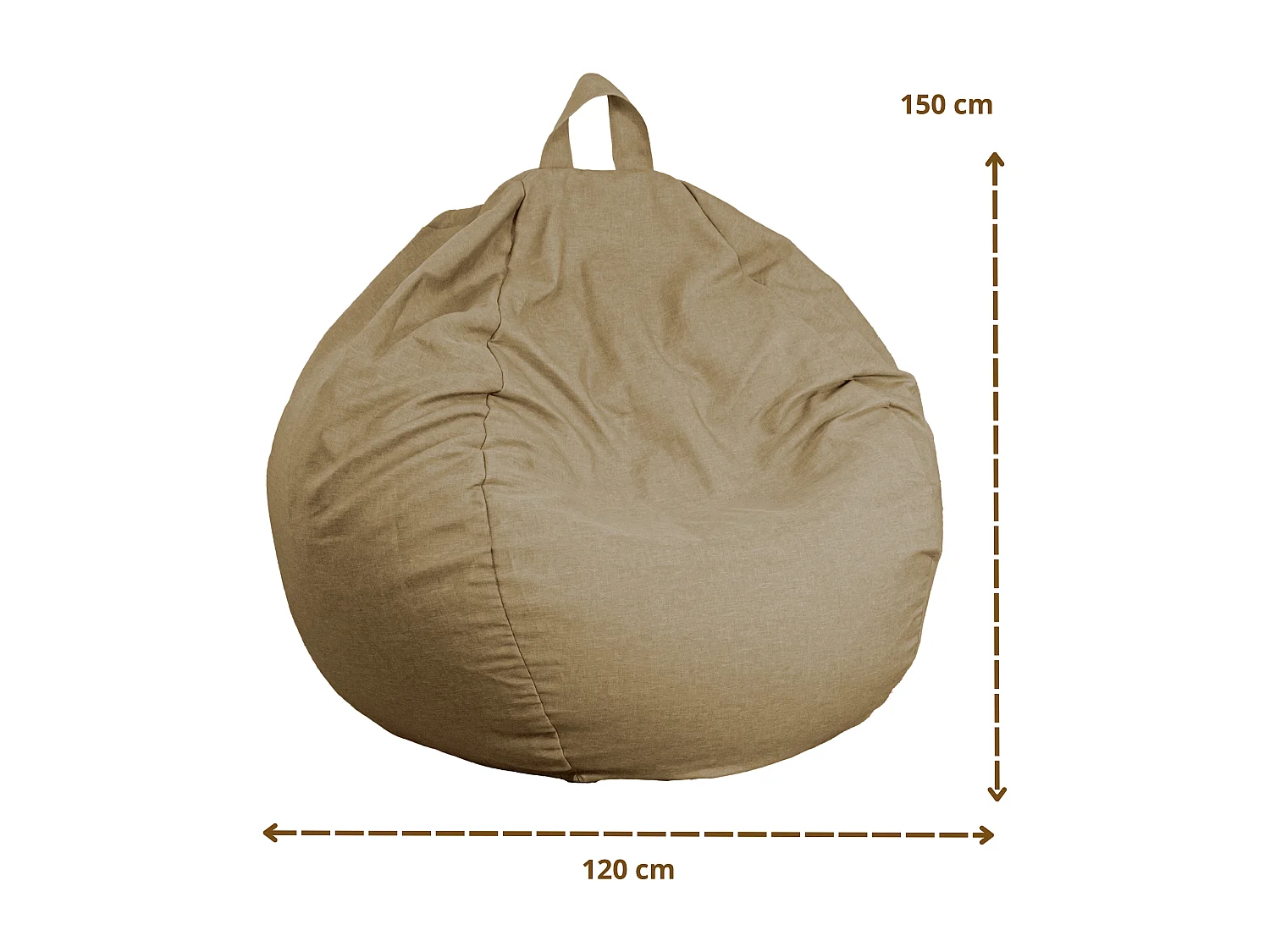 Pouf Poire Géant XXL tissu effet lin - 120x150 cm - Beige