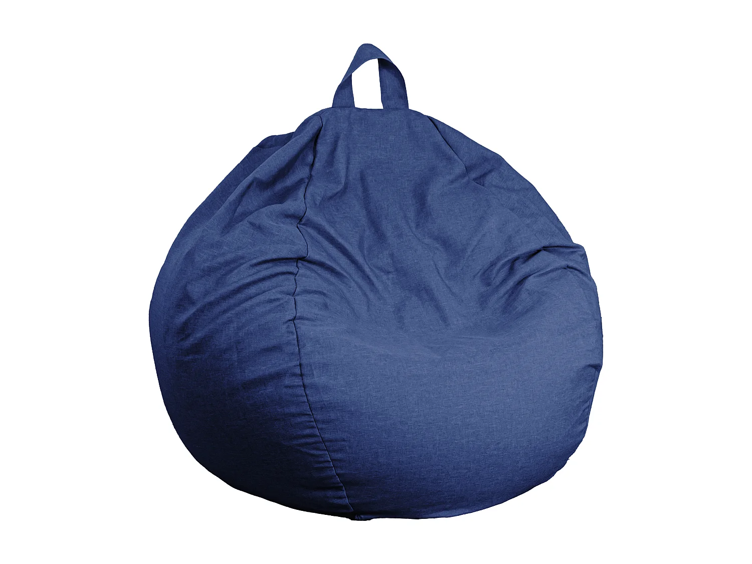 Pouf poire Géant XXL d'intérieur en tissu effet lin - 120x150 cm - Bleu indigo