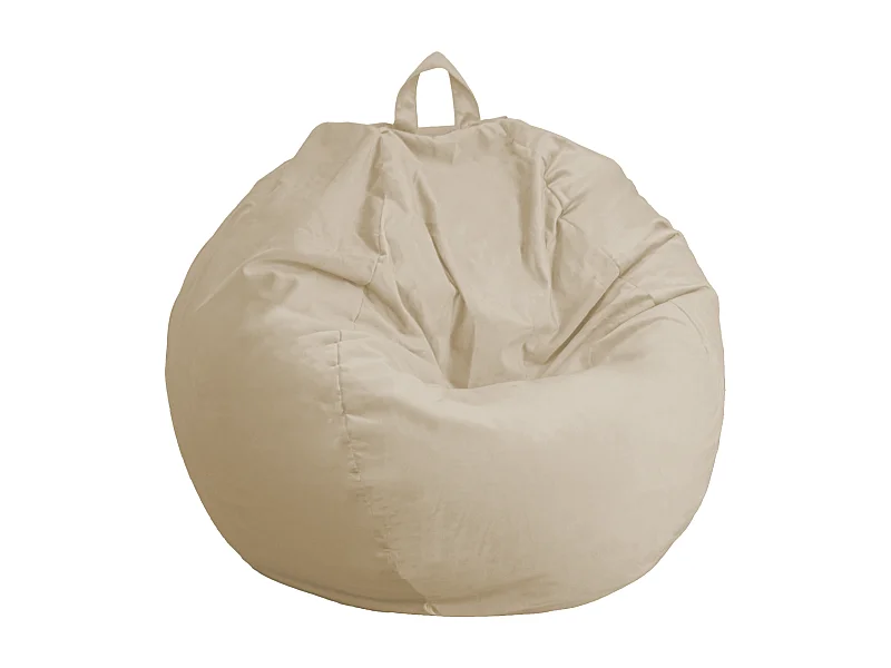 Pouf poire Géant XXL d'intérieur en tissu velours - 120x150 cm - Crême