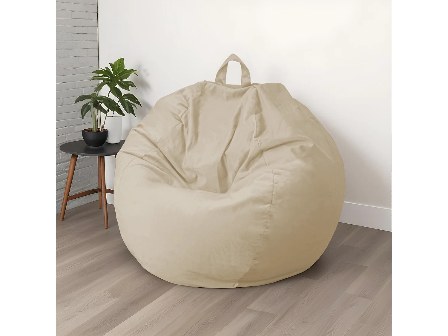Pouf Poire Géant XXL Velours - 120x150 cm - Crême