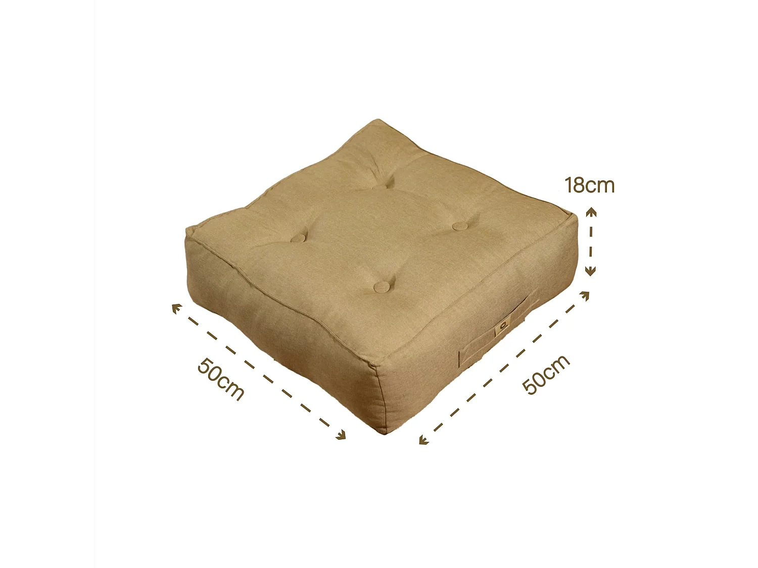 Lot de 2 coussins de sol effet lin 50 x 50 x 18 cm - beige
