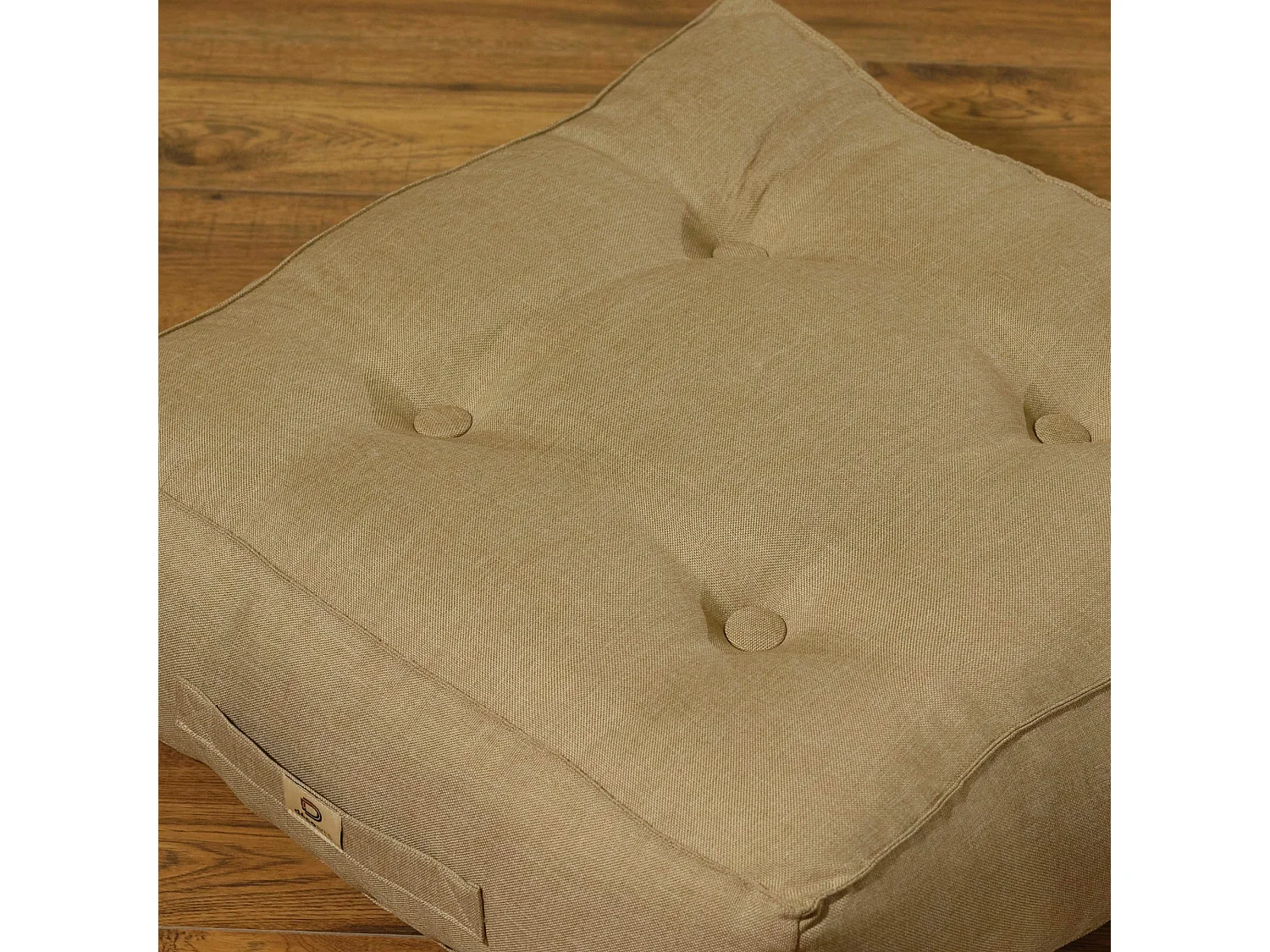 Lot de 2 coussins de sol effet lin 50 x 50 x 18 cm - beige