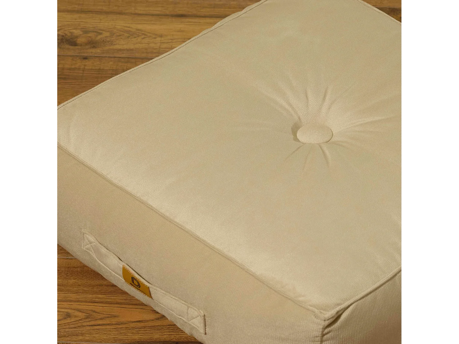 Pouf en velours 50 x 50 x 14 cm ensemble de 2 - crème