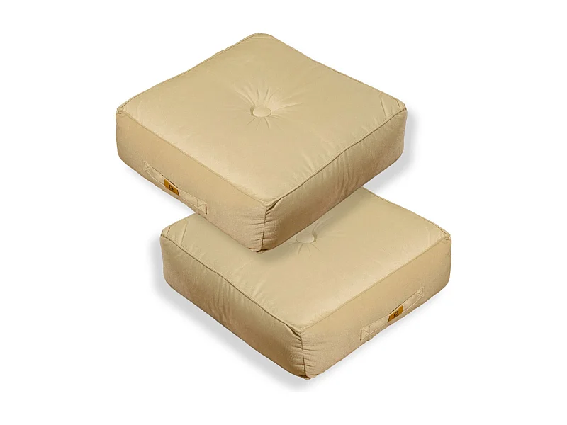 Lot de 2 coussins de sol en velours 54 x 54 x 18 cm lot de 2 - crème