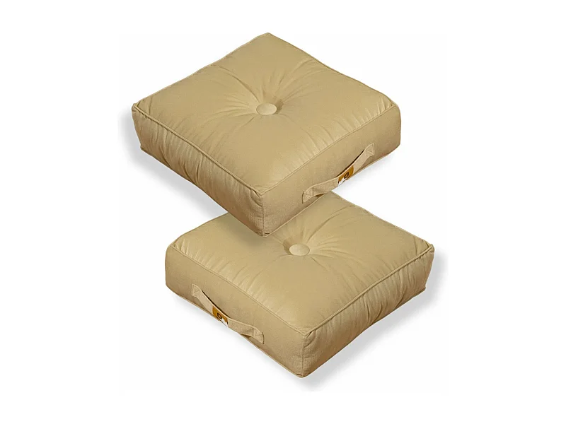 Lot de 2 coussins de sol en velours 40 x 40 x 14 cm lot de 2 - Creme