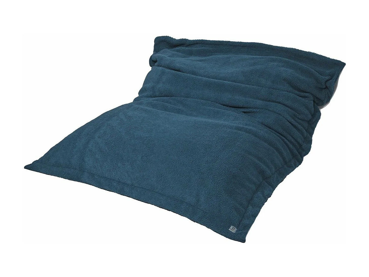 Pouf Intérieur XXL Housse Sherpa (Effet Mouton) Garnissage en flocon de mousse 190x155cm - Bleu petrole