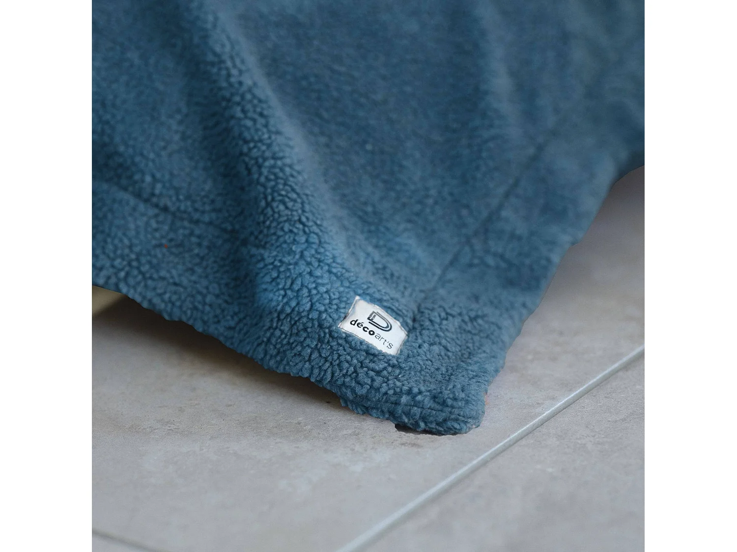 Pouf Intérieur XXL Housse Sherpa (Effet Mouton) Garnissage en flocon de mousse 190x155cm - Bleu petrole