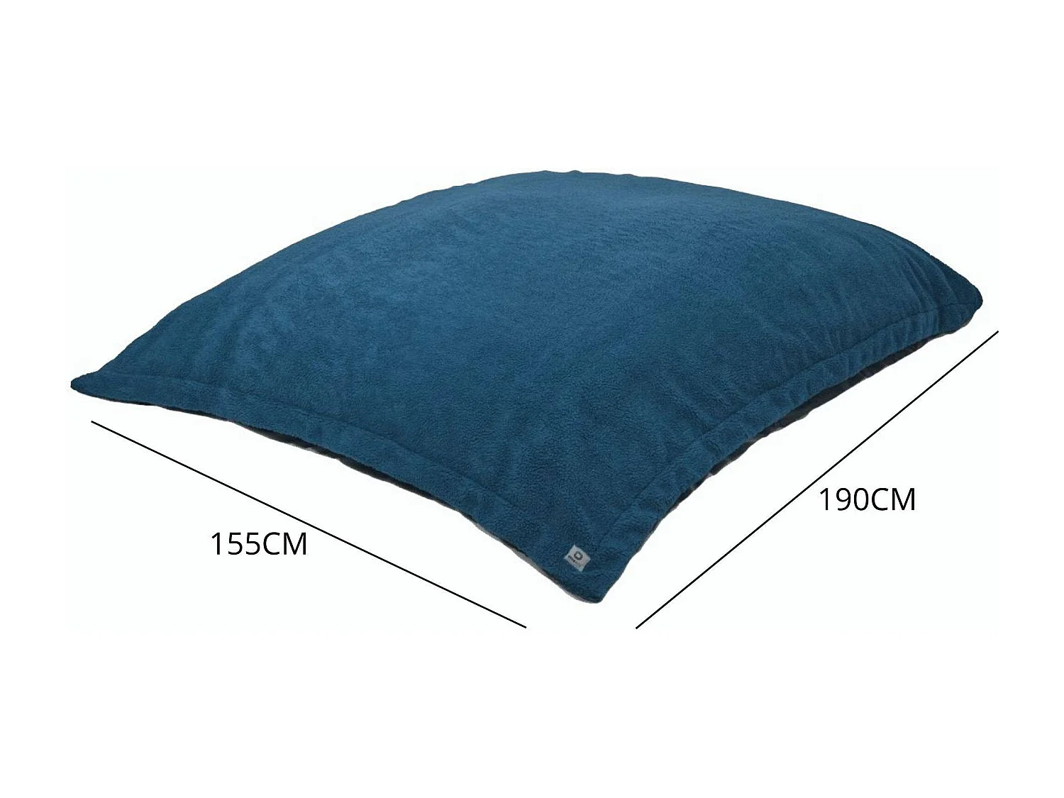 Pouf Intérieur XXL Housse Sherpa (Effet Mouton) Garnissage en flocon de mousse 190x155cm - Bleu petrole