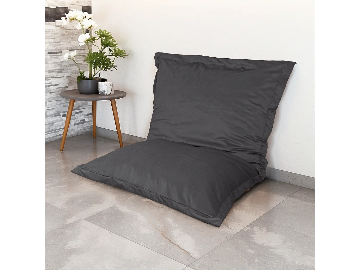 Pouf Intérieur XL - Housse Velours - 150x100cm  - Gris