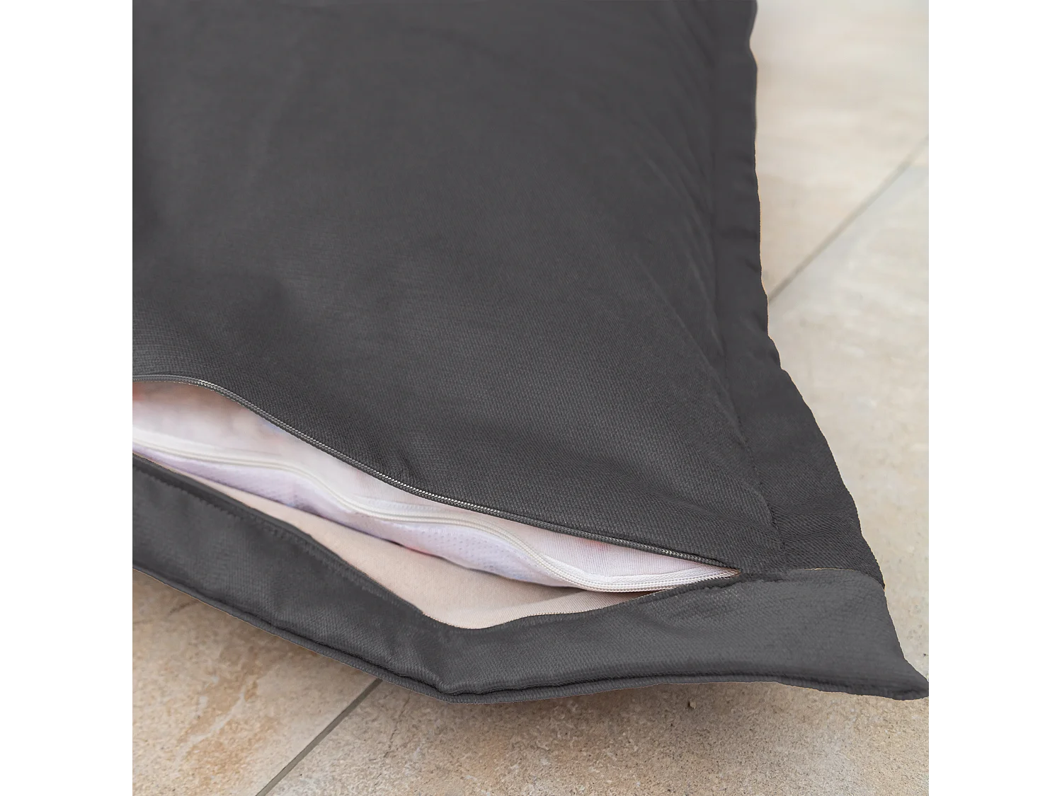 Pouf Intérieur XL - Housse Velours - 150x100cm  - Gris