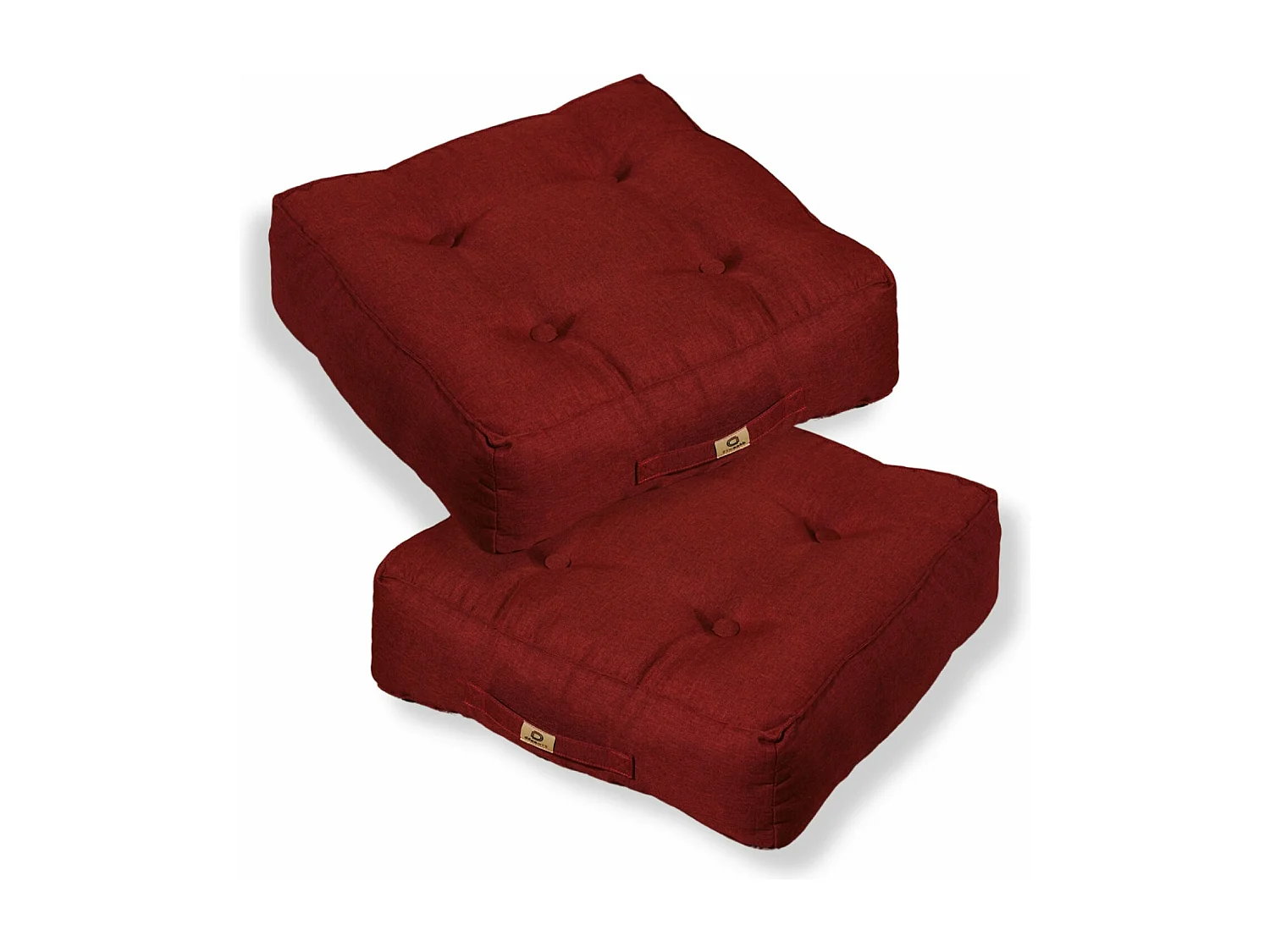Lot de 2 coussins de sol effet lin 50 x 50 x 18 cm - rouge