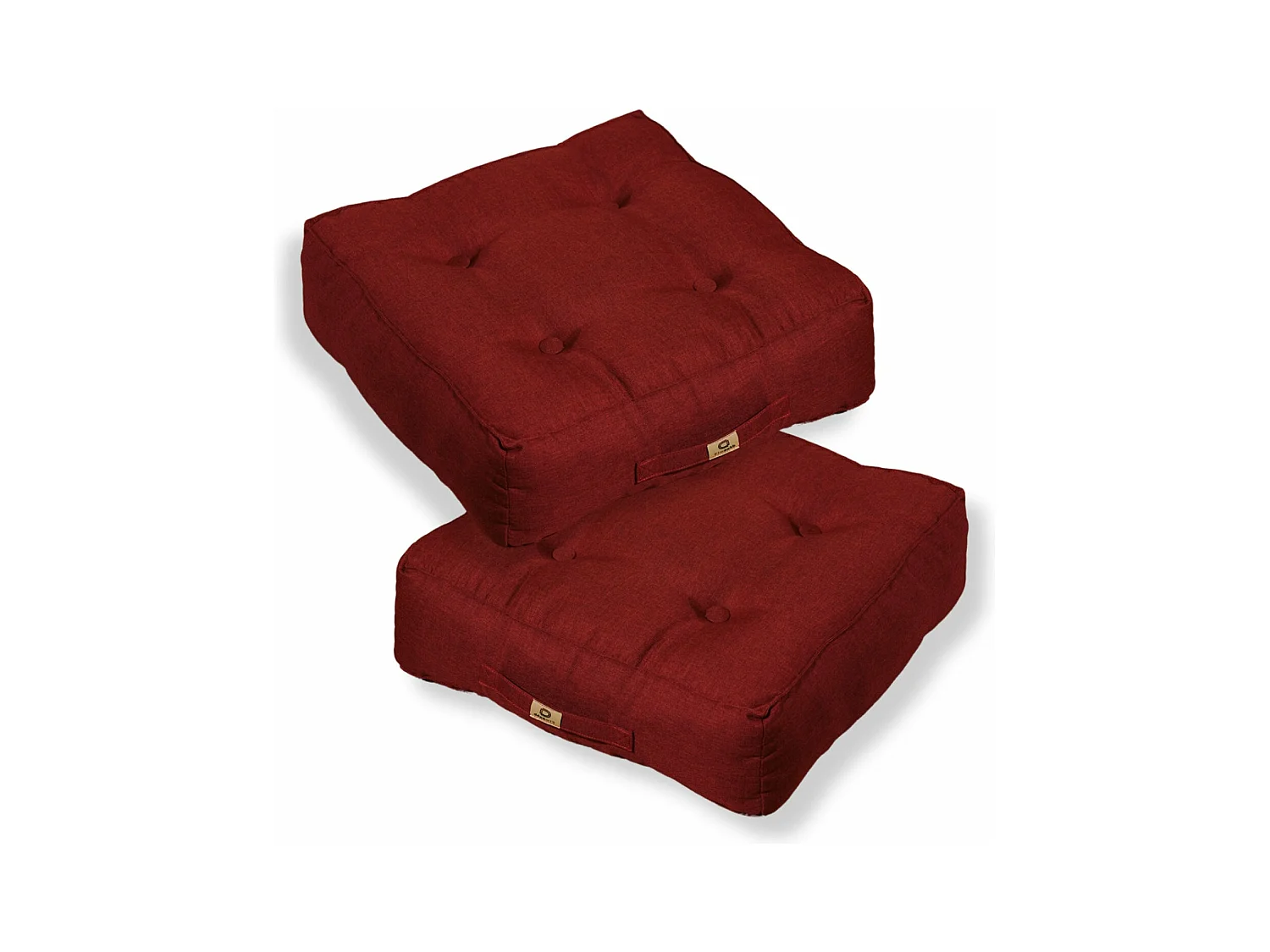 Lot de 2 coussins de sol effet lin 50 x 50 x 18 cm - rouge