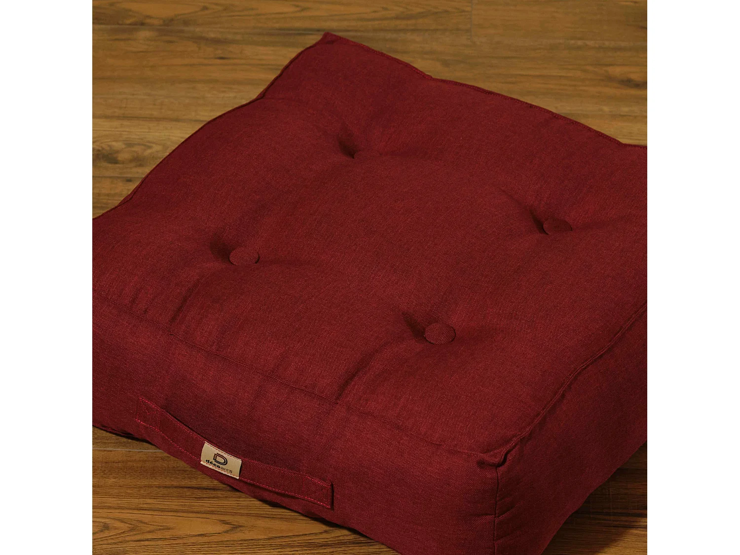 Lot de 2 coussins de sol effet lin 50 x 50 x 18 cm - rouge
