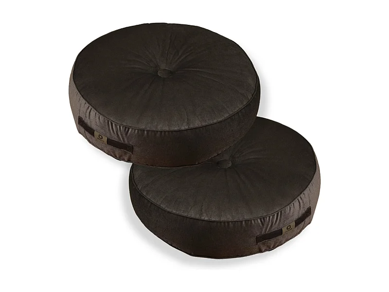 Lot de 2 coussins de sol en velours diamètre 60 lot de 2 - gris foncé