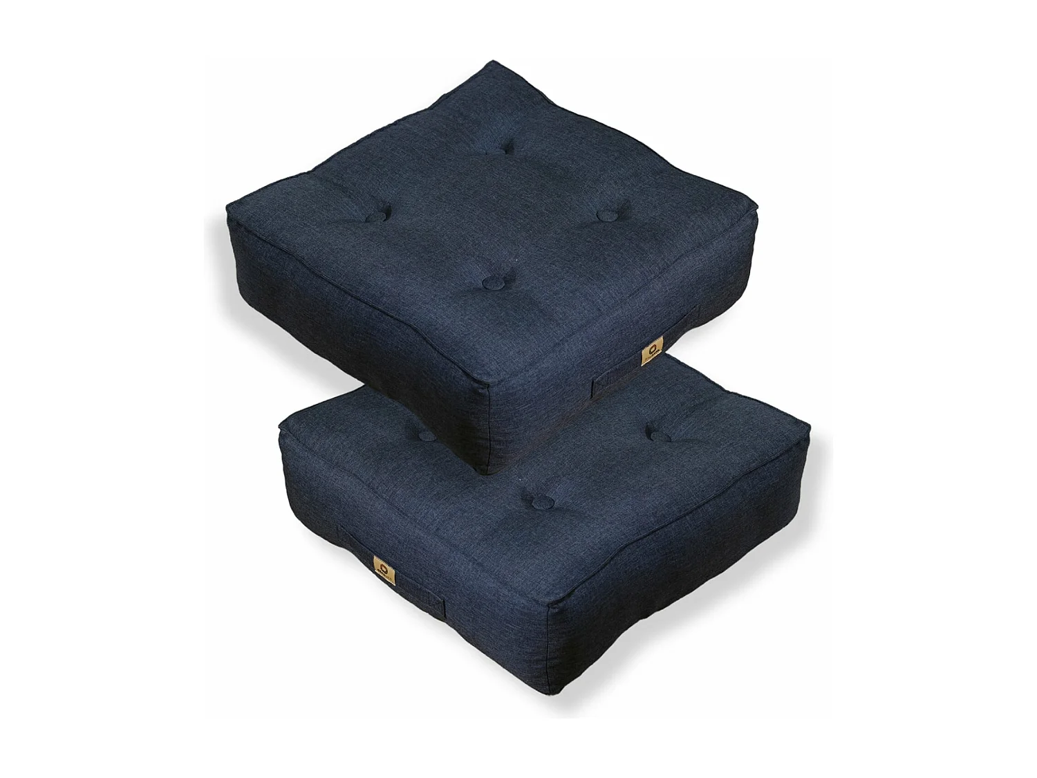 Lot de 2 coussins de sol effet lin 50 x 50 x 18 cm - bleu