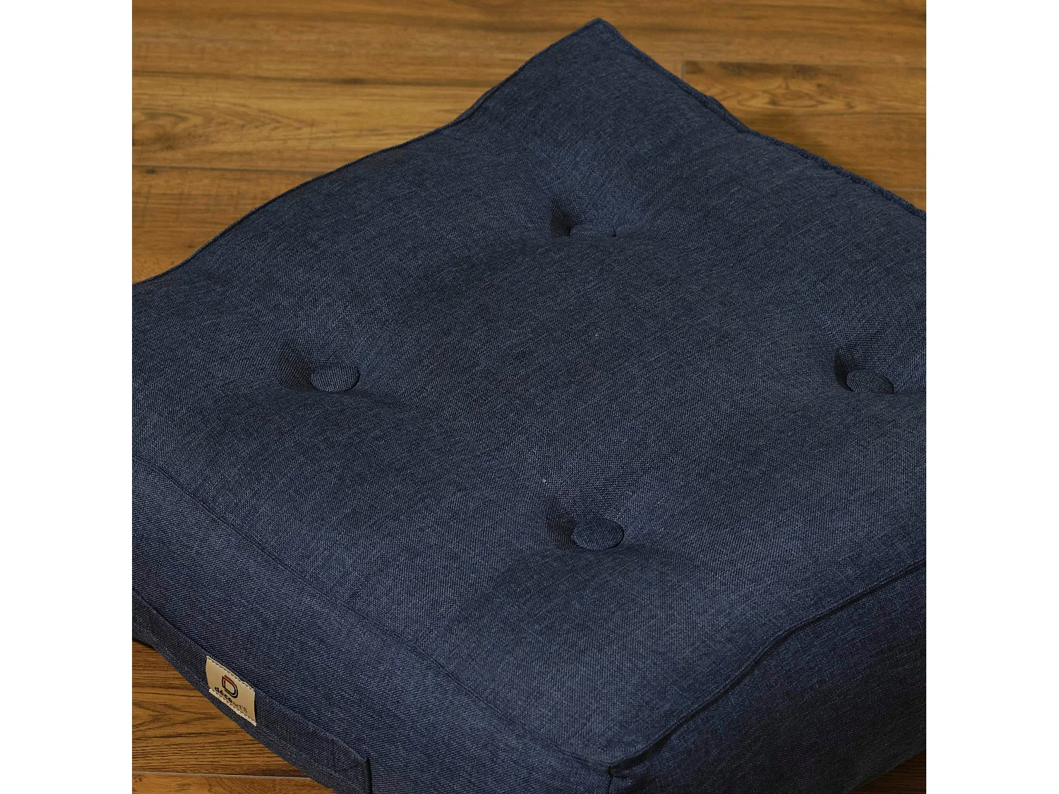 Lot de 2 coussins de sol effet lin 50 x 50 x 18 cm - bleu