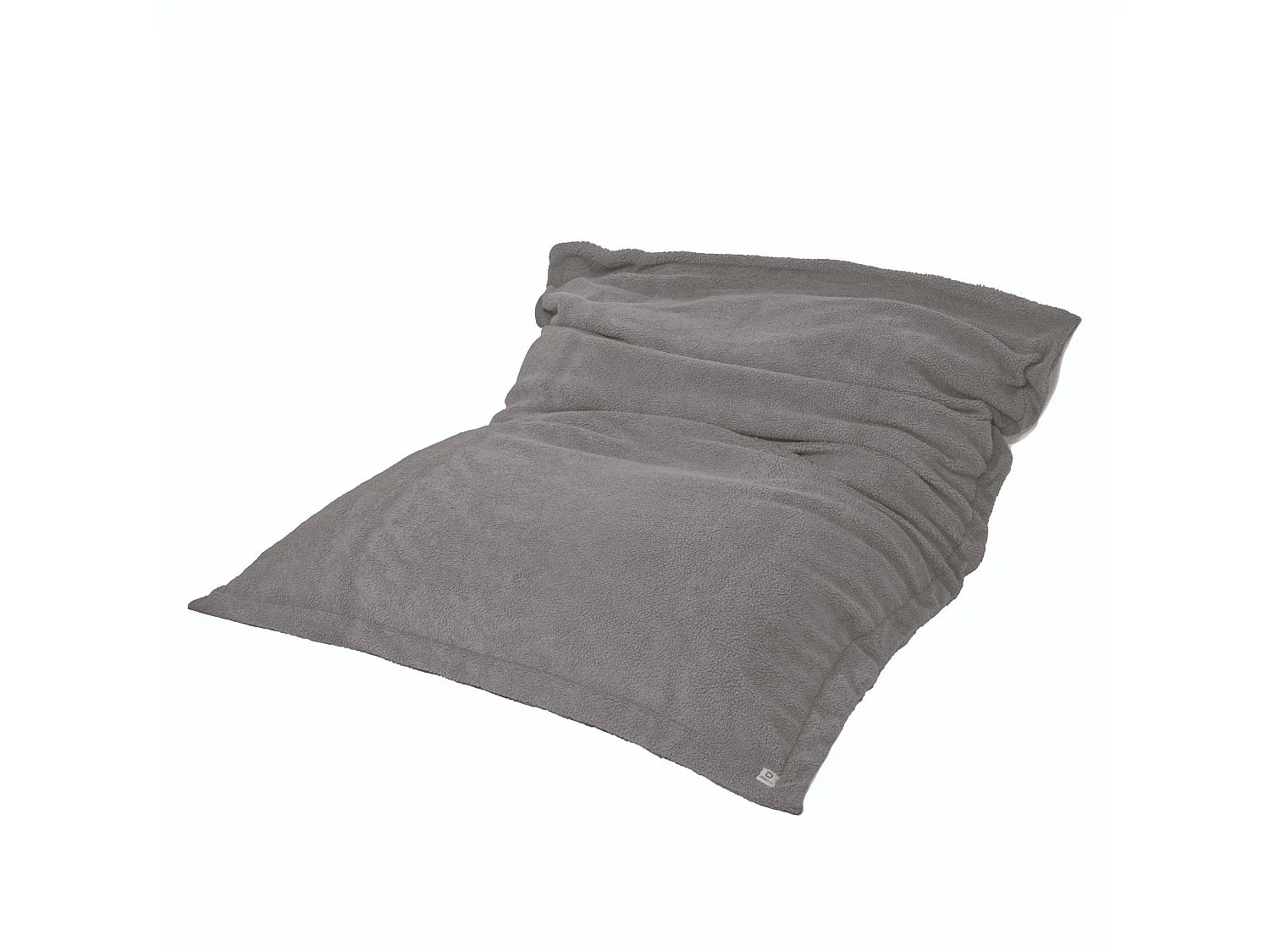 Pouf Intérieur XXL Housse Sherpa (Effet Mouton)  Garnissage en flocon de mousse 190x155cm - Gris argent
