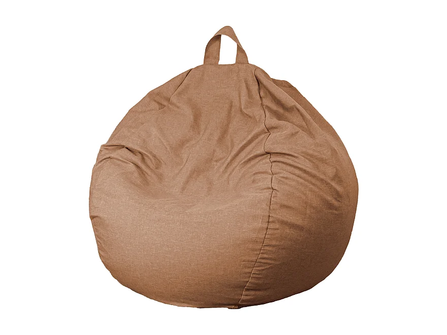 Pouf poire XL d'intérieur en tissu effet lin - 110x120 cm - Marron clair