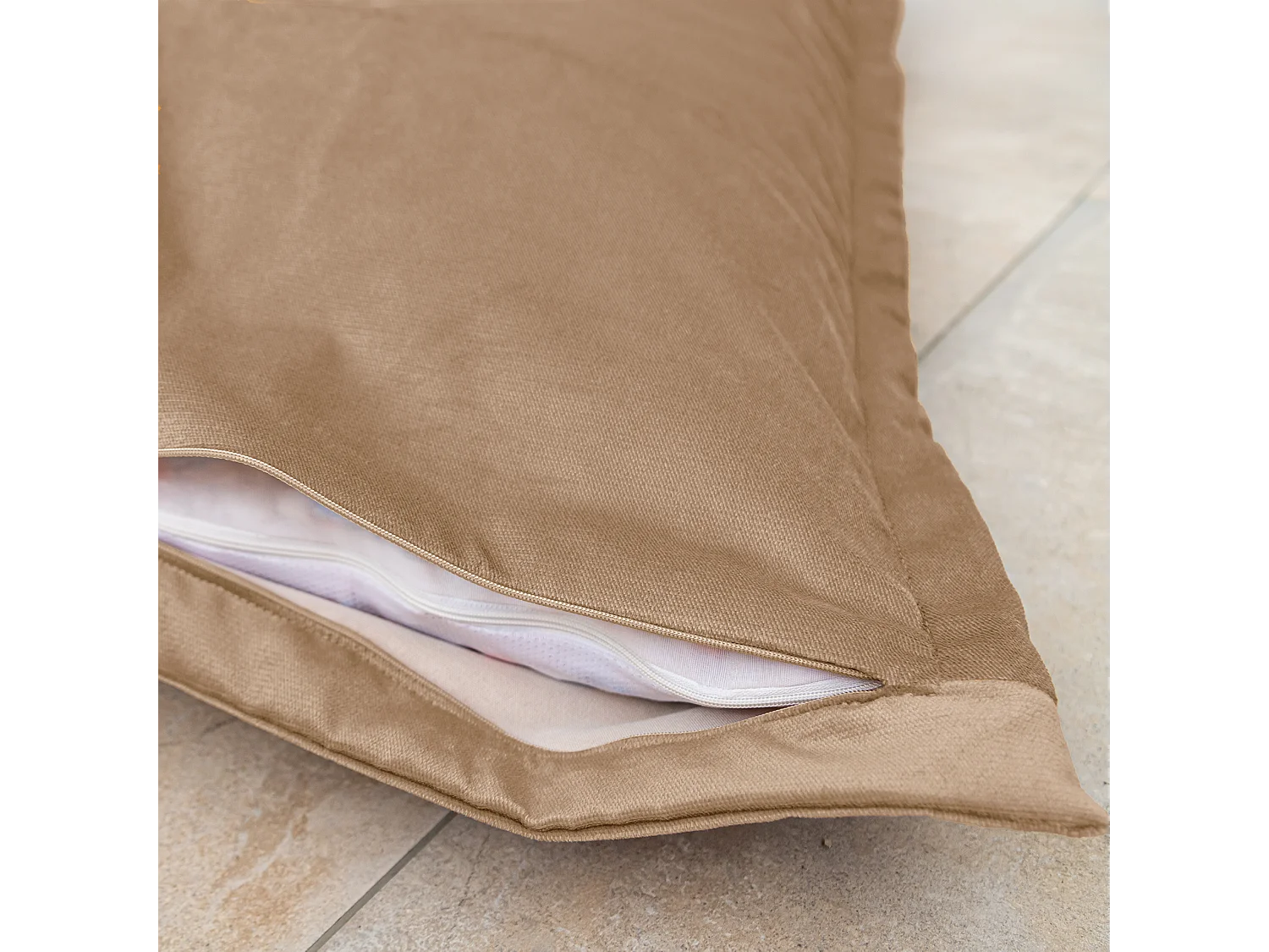 Pouf Intérieur XXL - Housse Velours - 190x155cm  - Beige