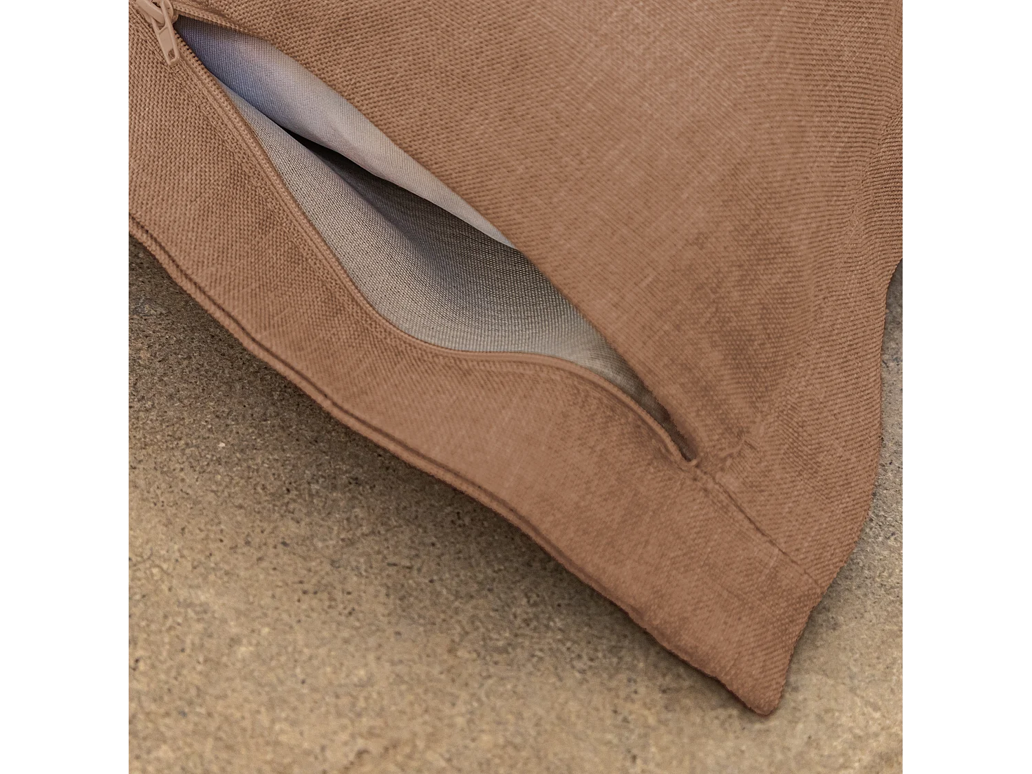 Pouf Intérieur XXL - Housse effet Lin - 190x155cm  - Marron