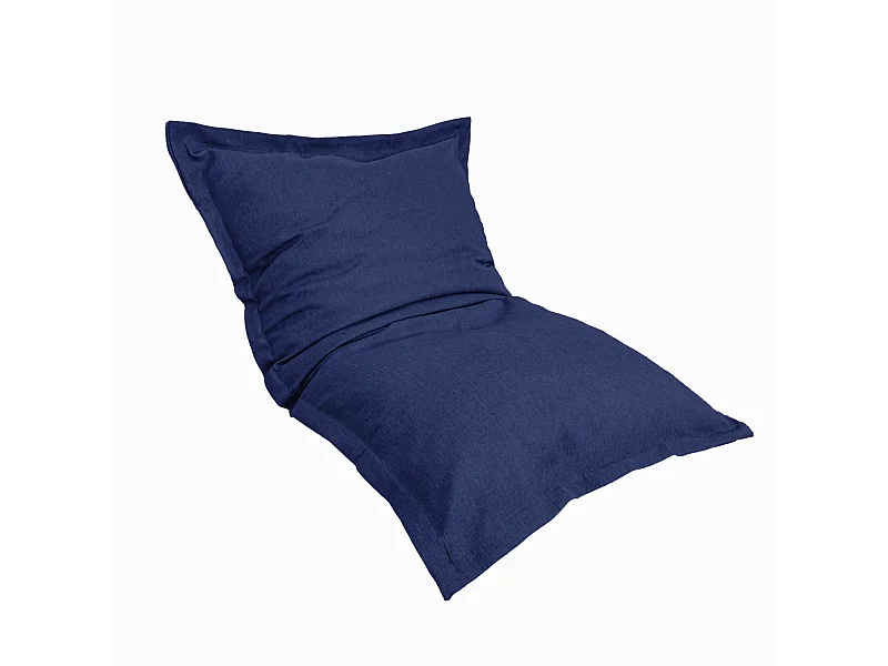 Pouf intérieur XL Housse effet lin bleu indigo 150x100cm