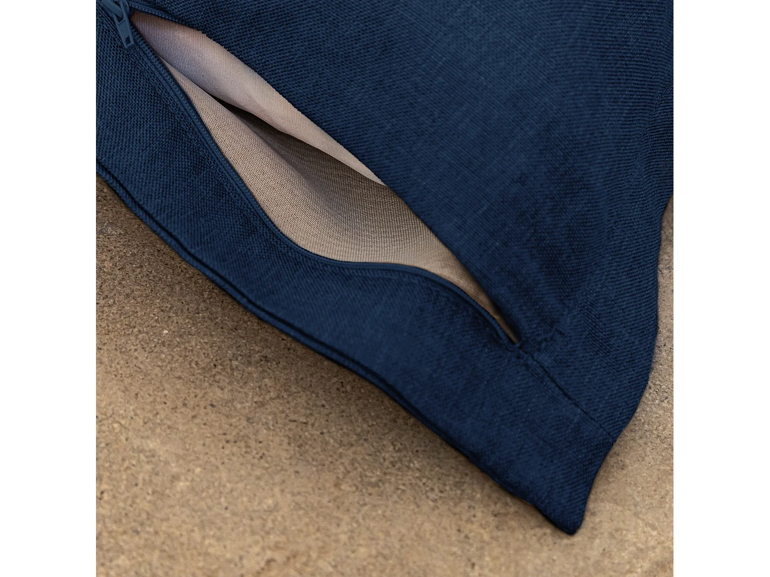 Pouf intérieur XL Housse effet lin bleu indigo 150x100cm