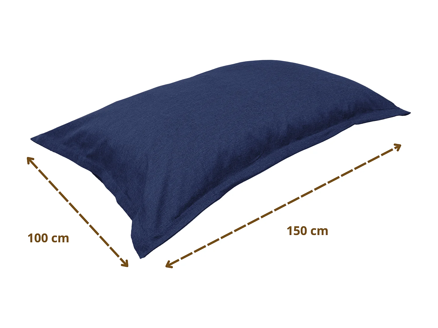 Pouf Intérieur XL - Housse effet Lin - 150x100cm - Bleu