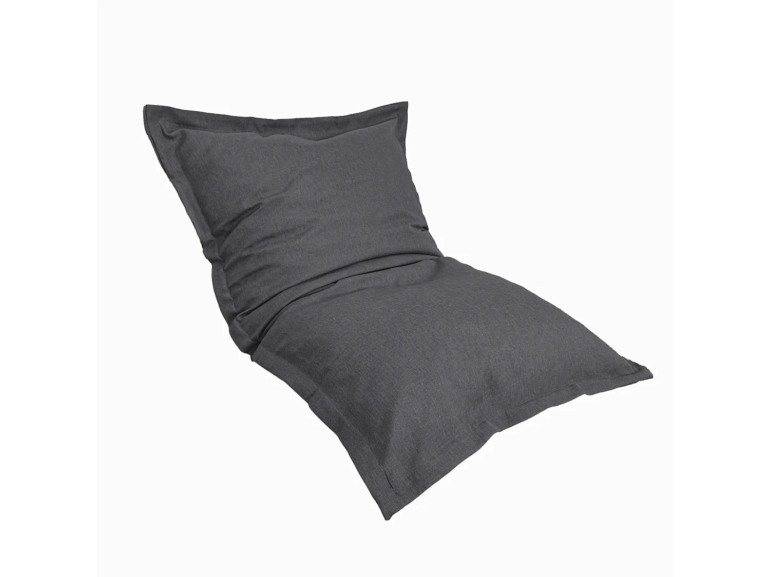 Pouf intérieur XL Housse effet lin gris chiné 150x100cm