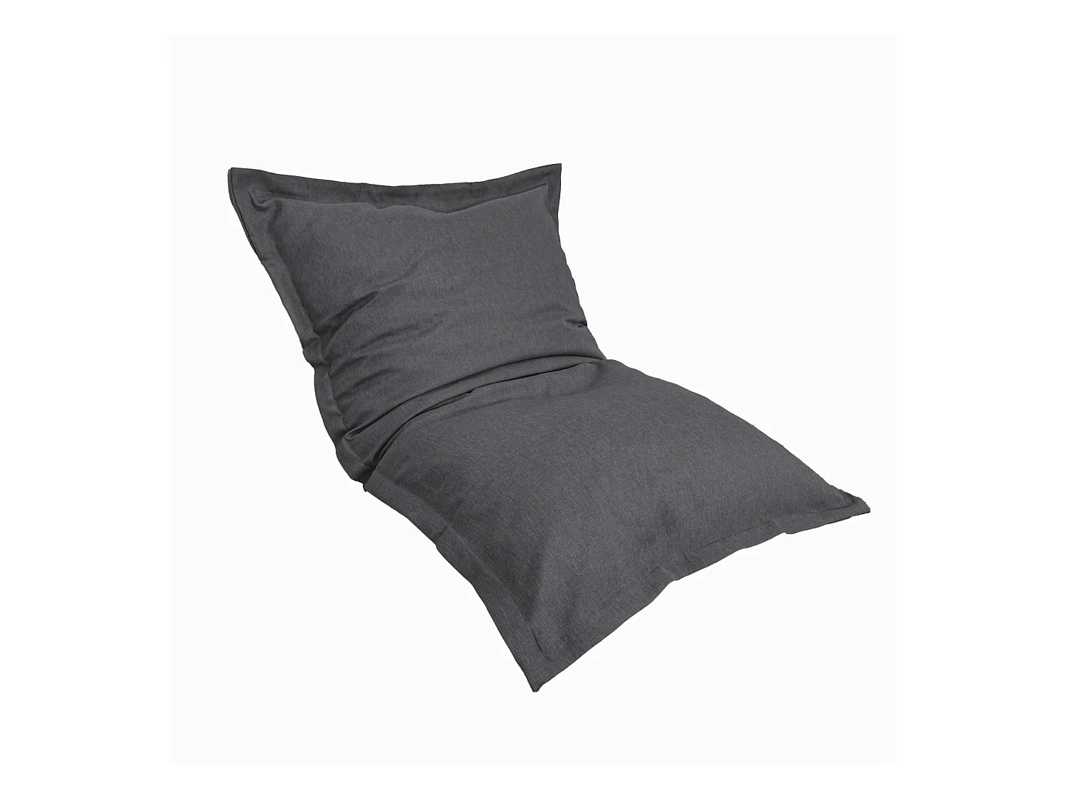 Pouf intérieur XL Housse effet lin gris chiné 150x100cm