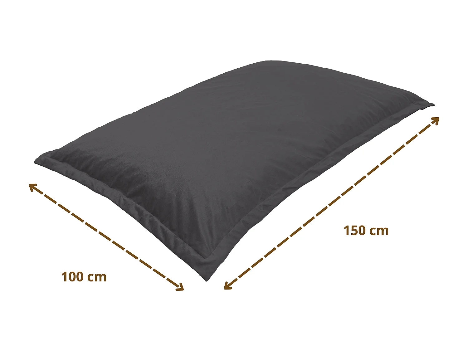 Pouf intérieur XL Housse effet lin gris chiné 150x100cm