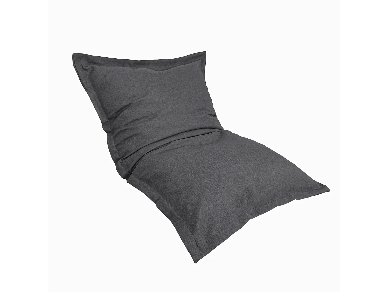 Pouf intérieur XL Housse effet lin gris chiné 150x100cm