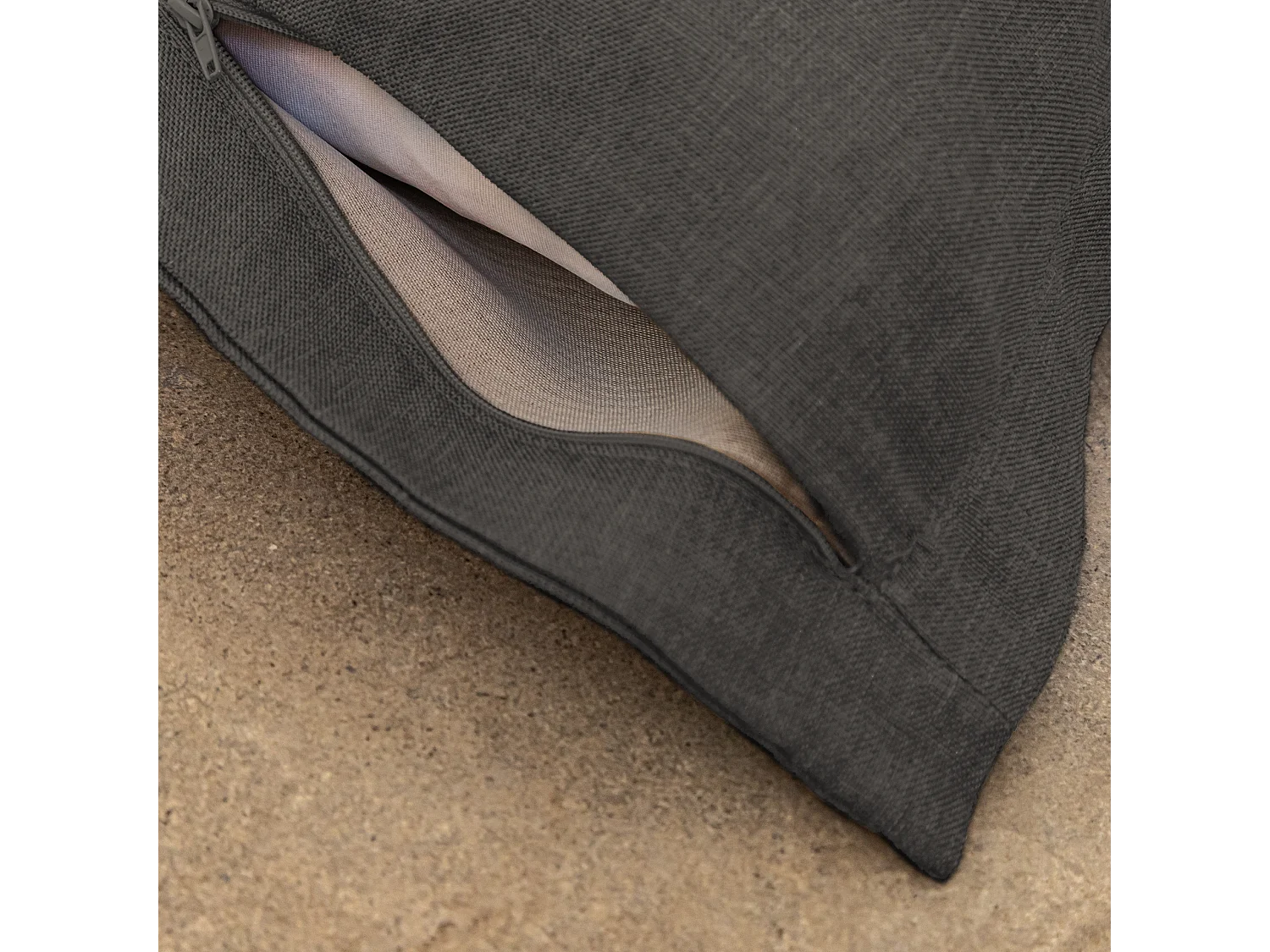 Pouf intérieur XL Housse effet lin gris chiné 150x100cm