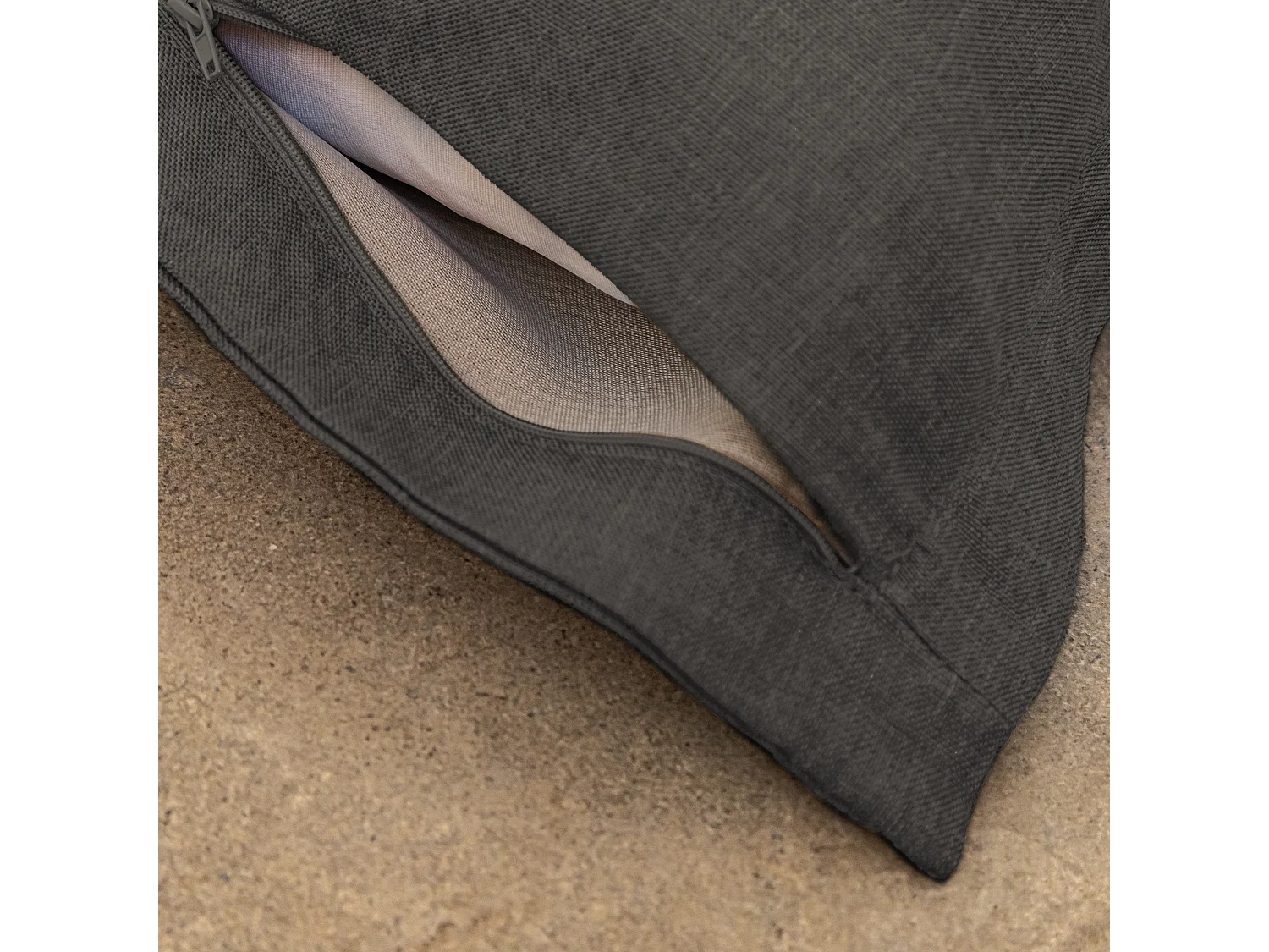 Pouf intérieur XXL Housse effet lin gris chiné 190x155cm