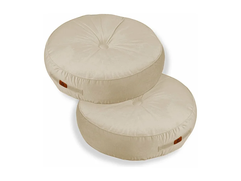 Lot de 2 coussins de sol en velours diamètre 60 lot de 2 - crème