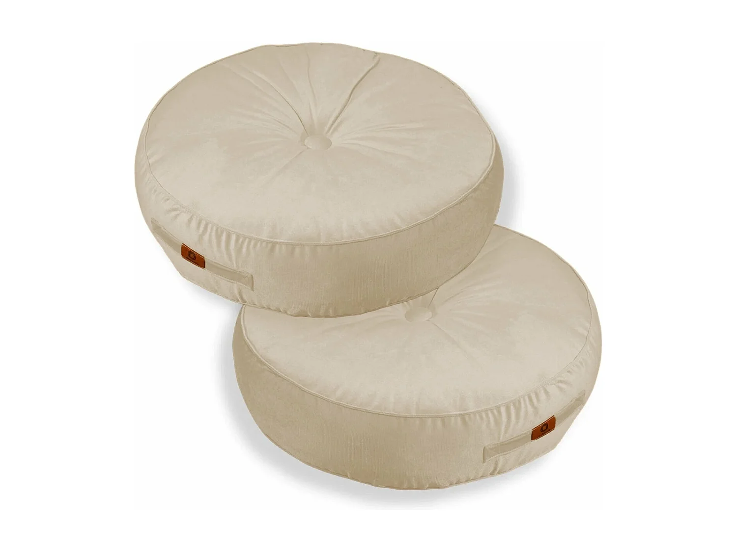 Pouf en velours diamètre 60 ensemble de 2 - crème
