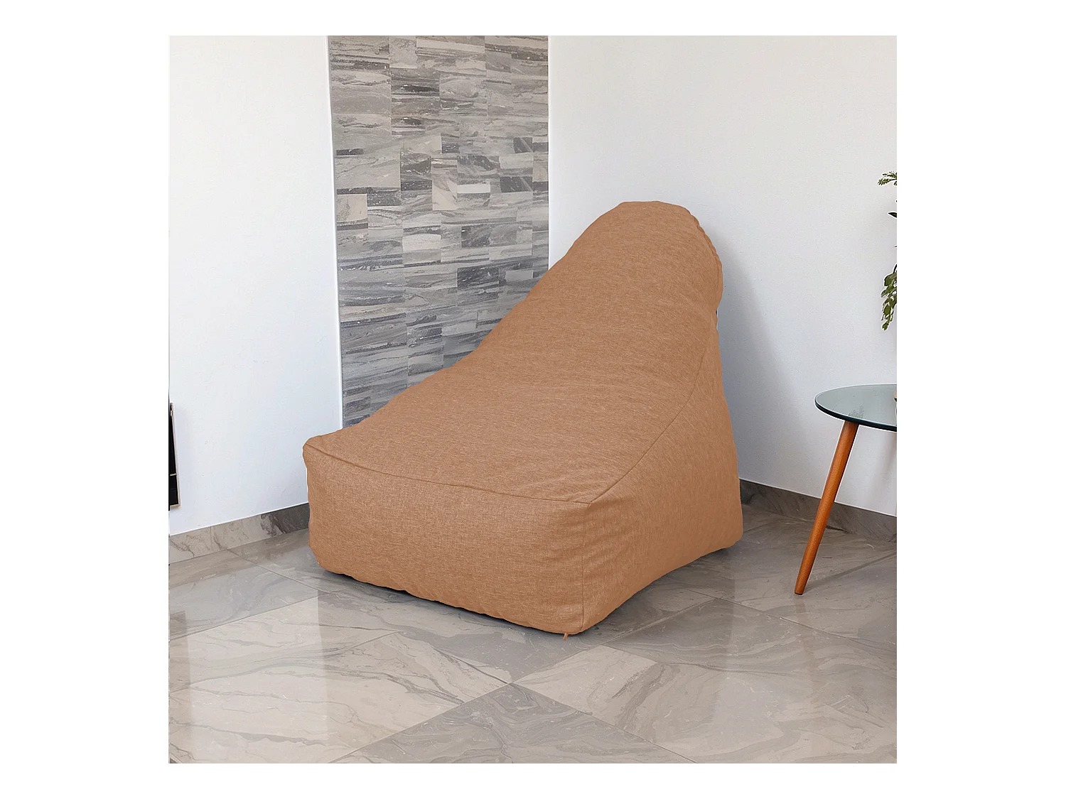 Pouf fauteuil XXL d'intérieur en tissu effet lin - 120x70x90 cm - Marron